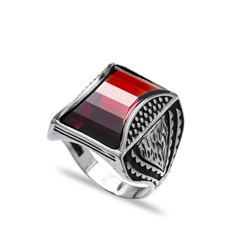 Garnet Authentic Men Ring Wholesale Handmade 925 Sterling Silver